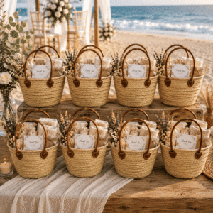 moroccan straw basket wedding favor bags – handmade bridesmaid gift basket